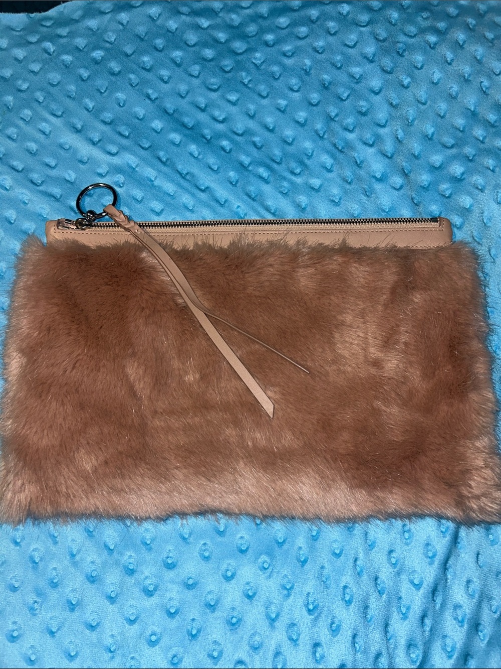Rebecca Minkoff Leather/Faux Fur Zip Clutch